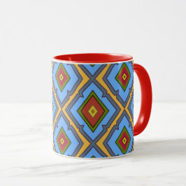 Taza Diamond Pattern Blue Red Yellow Green 