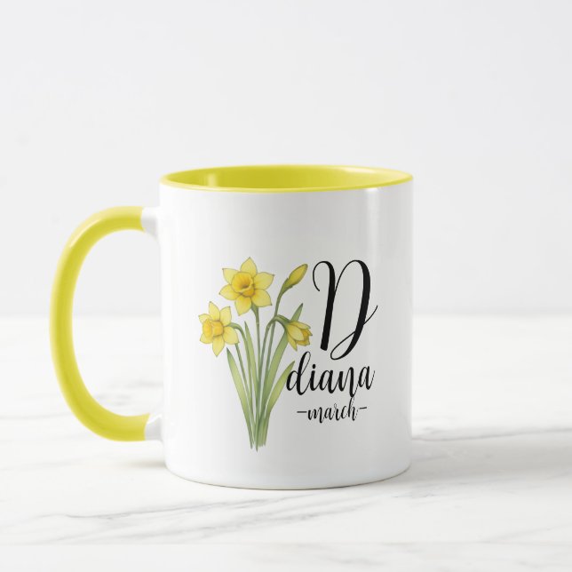 Taza Diana – March Birth Flower Daffodil, Pretty Floral (Izquierda)