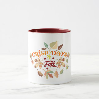 Taza Días Crujientes de Tipografía de Hojas de Otoño Di
