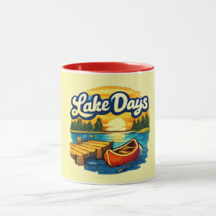 Taza Días de Lago Atardecer Retro