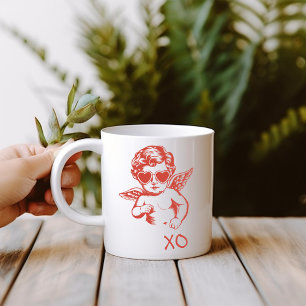 Taza Dibujado a Mano Divertido Romántico Cupido XO Día