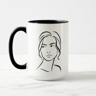 Taza Dibujo 4 de una línea de la mujer