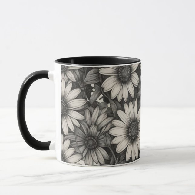Taza Dibujo a escala de grises de Daisy Africano (Izquierda)