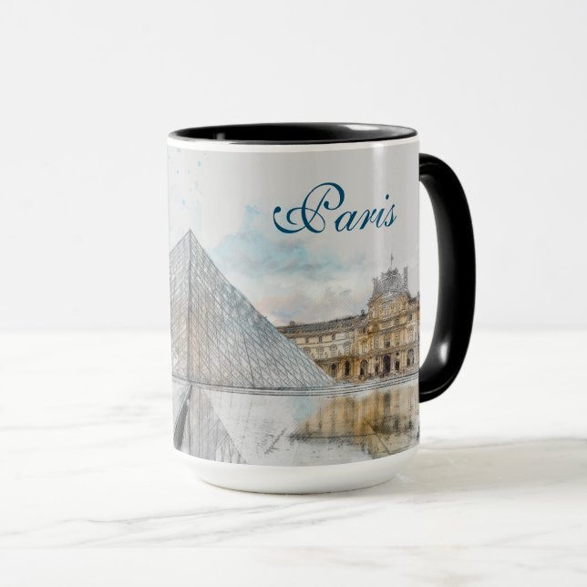 Taza Dibujo acuarela del Louvre París, Francia (Anverso derecho)