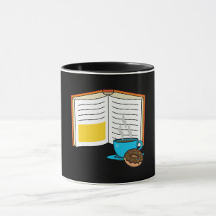 Taza Dibujo animado de libro, café y donut