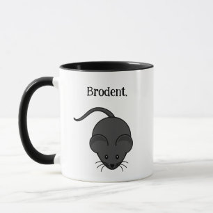 Taza Dibujo Animado de Rata Gris Divertida o Punny Mous