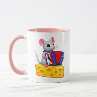 Taza Dibujo Animado de Ratón Jugando Acordeón Música Co