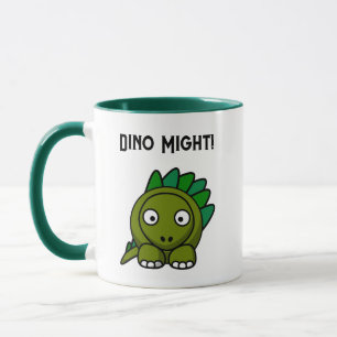 Taza Dibujo animado de Stegosaurus verde adorable con d