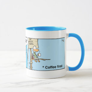 Taza Dibujo animado del café del controlador aéreo