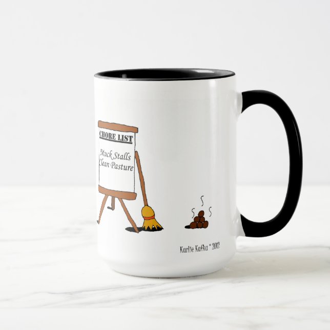 Taza Dibujo animado divertido del caballo de las tareas (Derecha)