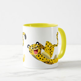 Taza Dibujo animado lindo de guepardo corriendo