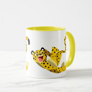 Taza Dibujo animado lindo de guepardo corriendo