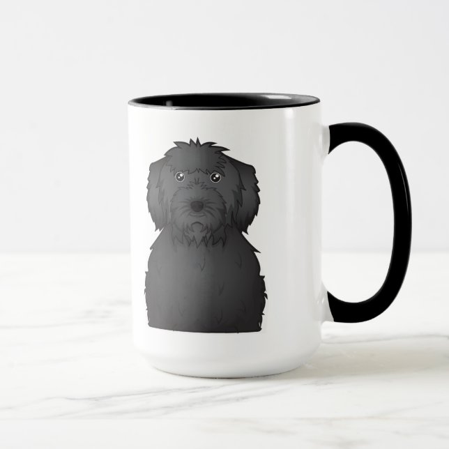 Taza Dibujo animado negro de Labradoodle (Derecha)