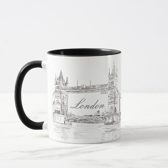 Taza Dibujo clásico de tinta negra en el puente de la T (Izquierda)