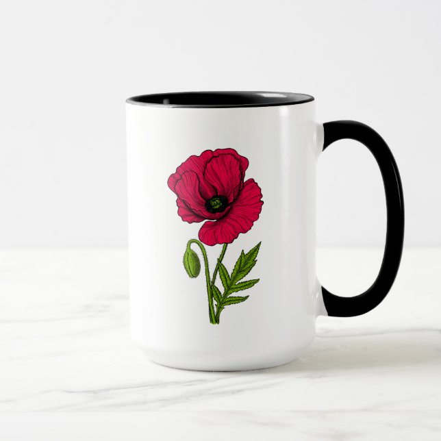 Taza Dibujo de amapola roja (Derecha)