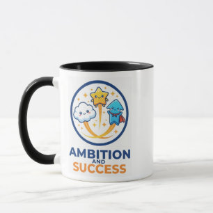 Taza Dibujo de Ambición y Éxito Kawaii Adorable