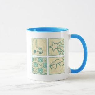 Taza Dibujo de bloques de madera rosada por Chariklia Z