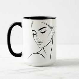Taza Dibujo de cara de una mujer de línea nº3