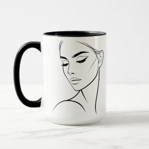 Taza Dibujo de cara de una mujer de línea nº3