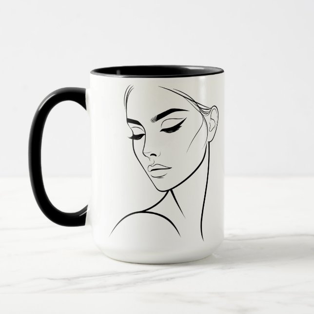 Taza Dibujo de cara de una mujer de línea nº3 (Izquierda)