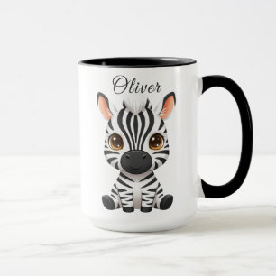 Taza Dibujo de cebra bebé lindo, personalizar nombre de