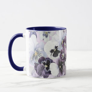 Taza Dibujo de color blanco morado en paneles blancos