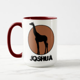 Taza Dibujo de jirafa negra en marco circular personali