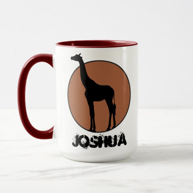 Taza Dibujo de jirafa negra en marco circular personali (Izquierda)