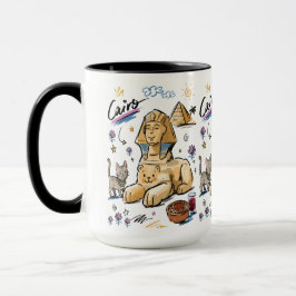 Taza Dibujo de la Esfinge de El Cairo Egipto