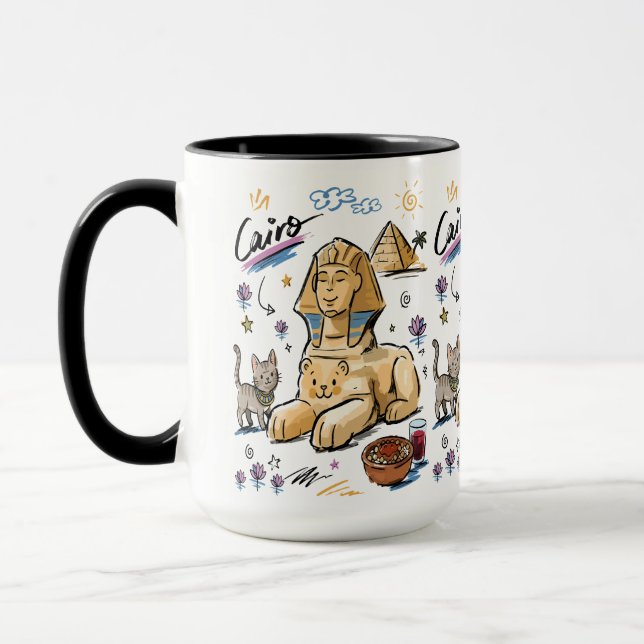 Taza Dibujo de la Esfinge de El Cairo Egipto (Izquierda)