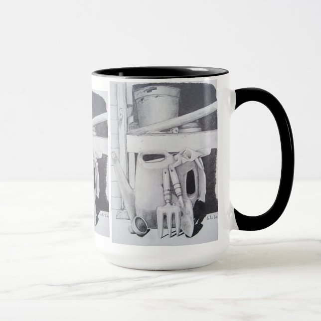 Taza dibujo de lápiz imagen de herramientas de jardín v (Derecha)