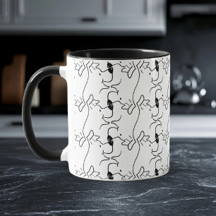 Taza Dibujo de línea de cabeza de perro moderno patrón 