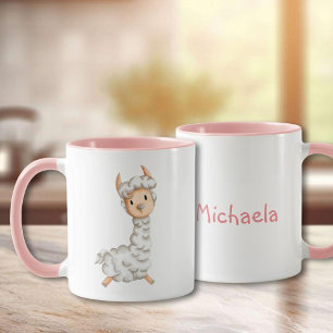 Taza Dibujo de Llama Rosa Femenina