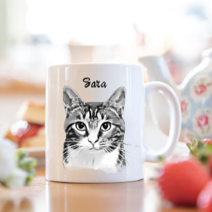 Taza Dibujo de mano personalizado de gato de tabla