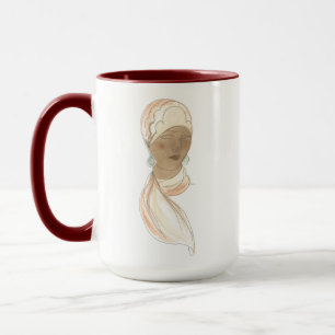 Taza Dibujo de moda - Mujer con bufanda