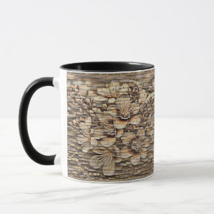 Taza Dibujo de paredes de piedra de flores de cerezo bl