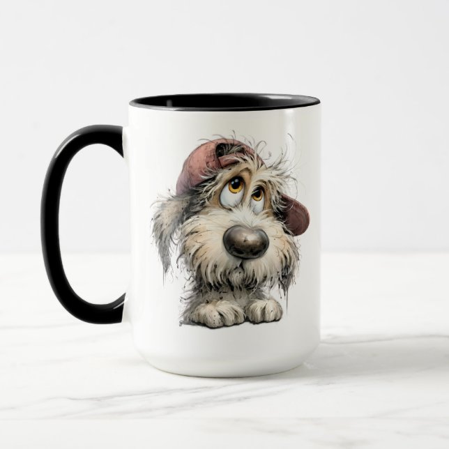 Taza Dibujo de perro lindo y extravagante (Izquierda)