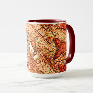 Taza Dibujo de piedra volcánica pintado de naranja rojo