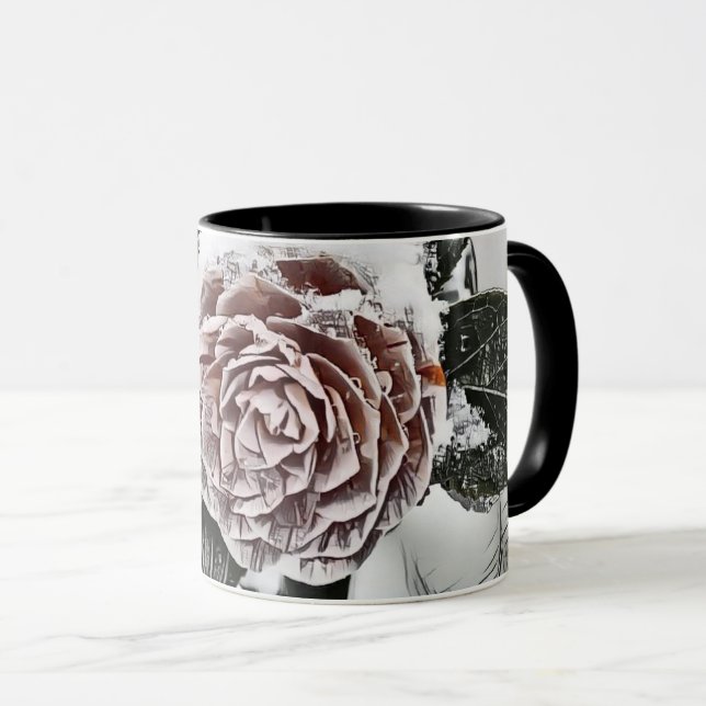 Taza Dibujo de Rosa congelado con niebla (Anverso derecho)