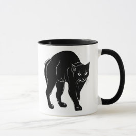 Taza Dibujo de silueta de gato negro de Halloween