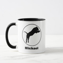 Taza Dibujo de Tigre Negro en Marco Circular Personaliz