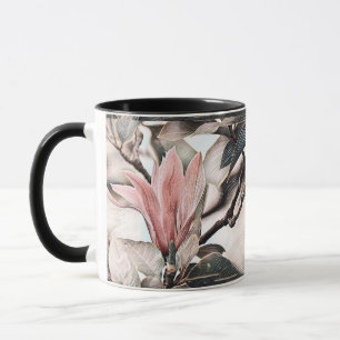 Taza Dibujo de una rama de magnolia rosa Mug