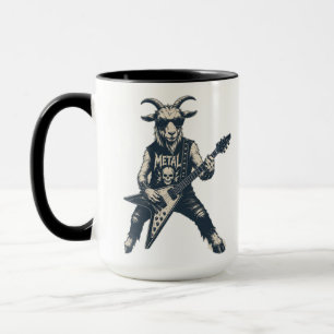 Taza Dibujo divertido de cabra heavy metal vintage rock