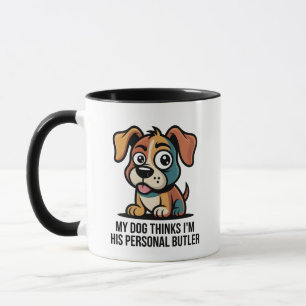 Taza Dibujo divertido de perro mayordomo con cita