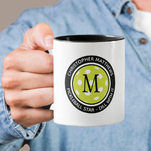 Taza Dibujo divertido de Pickleball con cita personaliz