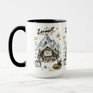 Taza Dibujo doodle del Matterhorn Zermatt adorable