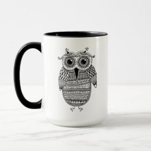 Taza Dibujo étnico de la tinta del búho