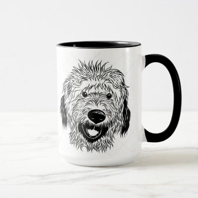 Taza Dibujo ilustrado de Goldendoodle (Derecha)