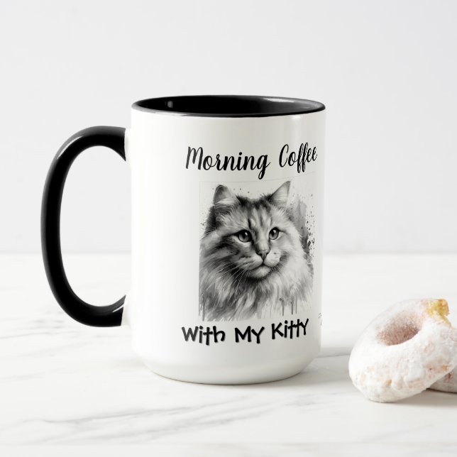 Taza Dibujo kittés lindo Añadir imagen personalizada (Con donut)
