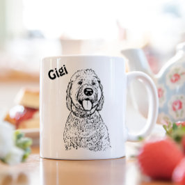 Taza Dibujo manual personalizado de perro goldendoodle